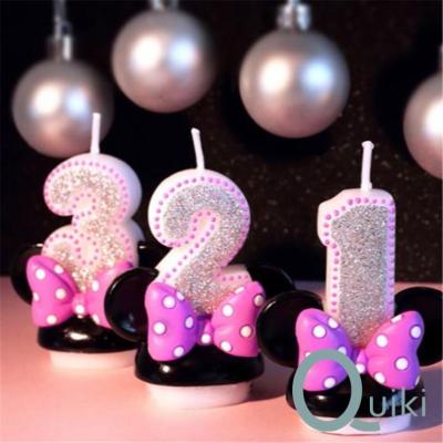 China Decorative Birthday Mouse Ears Birthday Candles Number Candle for sale