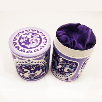 China Recycled Materials Vintage Pattern Custom Handmade Eco Friendly Cylinder Candle Paper Packaging Gift Boxes for sale