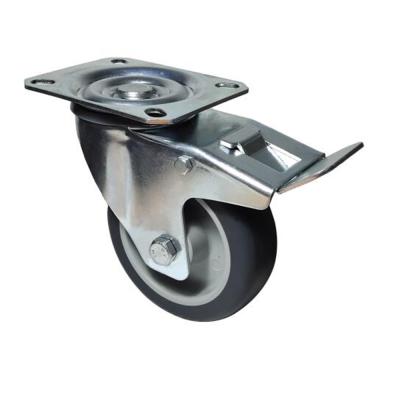 China Other Industrial Caster With Rigid TPR Tread Backing Or Swivel Hold No Slip Durability Handle Wheel With A Brake for sale