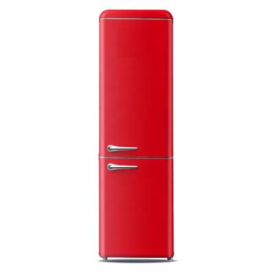 China Red Colorful COMPRESSOR 250WE-RE Refrigerators Double Door Bottom Freezer Fridge Retro Refrigerator for sale