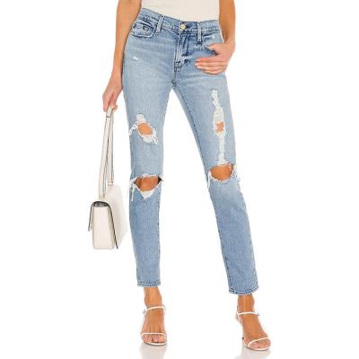 China Real Breathable Lightweight Breathable Stretch Denim Ripped Jeans Women for sale