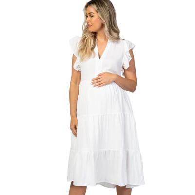 China Anti-Allergy Anti-Allergy Ruffle Sheath Tiered Maternity Clothes Pregnant Women for sale