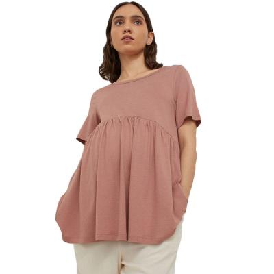 China Anti-Allergy Anti-Allergy Shorts Sleeved Gathered Seam Woman's Cotton Maternity Tops for sale