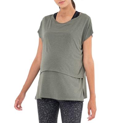 China Breathable Double Layer Relaxed Fit Breathable Lift Up Maternity Nursing Tops & Tees for sale