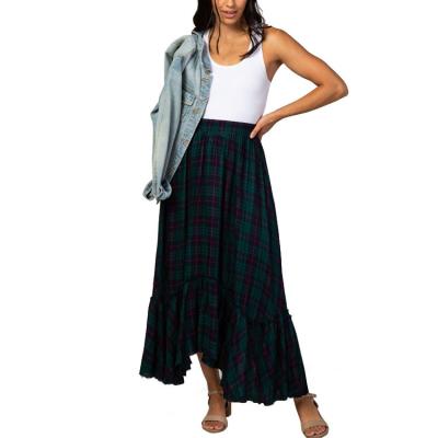 China Anti-Allergy Maternity Allergy Checked Ruffle Maxi Skirt for sale