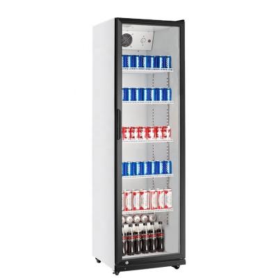 China Hotel Display Vertical Refrigerated Refrigerator Single Door Glass Freezer for sale