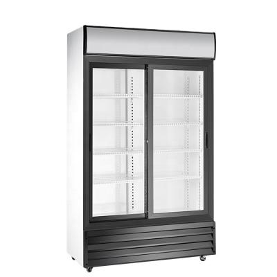 China Hotel Beverage Storage Freezer Commercial Vertical Double Door Fridge Refrigerator for sale