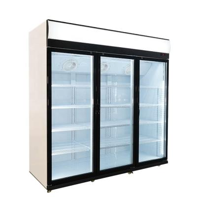 China Hotel Supermarket Commercial Vertical Refrigerator Glass Door Beverage Freezer Display for sale