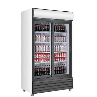 China Hotel 800L Vertical Display Double Door Frozen Beverage Freezing Equipment Commercial Display Cabinet Refrigerator for sale