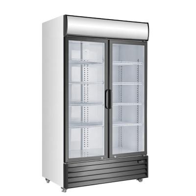 China Refrigerated Hotel Display Cabinet Double Door Glass Display Beverage Fridge for sale