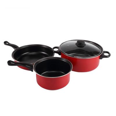 Chine Le Cookware rouge de fonte de 4 morceaux a placé le fer collent non pour la cuisine à vendre