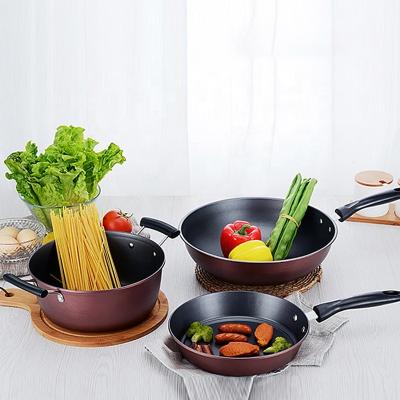 Chine Pot antiadhésif et Pan Set de fonte d'Ollas de cuisine multi du but 3Pcs à vendre