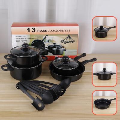 Chine La cuisine Cookware de fonte de bâton de 13 morceaux non a placé le pot et les casseroles noirs à vendre