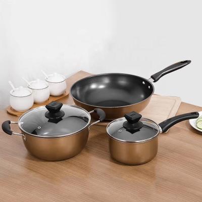 Cina Logo Cast Iron Cookware Set su misura 3 pezzi non attacca con la maniglia di plastica in vendita