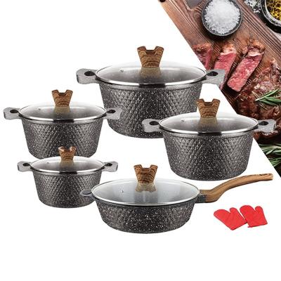 Chine Ensemble en aluminium de Cookware de bâton de la cuisine 12pcs non avec la poignée en bois à vendre