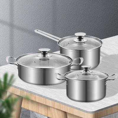 Chine Le Cookware de Cookware d'acier inoxydable de 3 PCs place le cuisinier Pot Set Of d'induction le pot d'acier inoxydable que place avec le couvercle à vendre