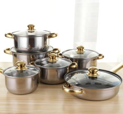 China 12pcs caldera de cocinar de acero inoxidable del Cookware 410 que fríe a Pan Soup Pot en venta