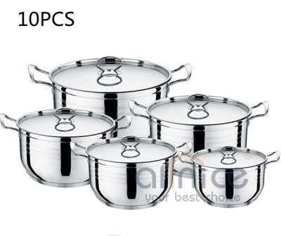 Chine La soupe faisant cuire le Cookware d'acier inoxydable de cantines a placé le style de la conception 10pcs moderne à vendre