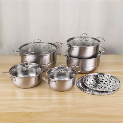 Chine Le Cookware de bureau moderne d'acier inoxydable a placé le pot de soupe à la nourriture 12pcs à vendre