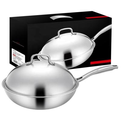 China 18/8 de la cocina palillo de acero inoxidable no que cocina el wok del pote con la tapa de los SS en venta