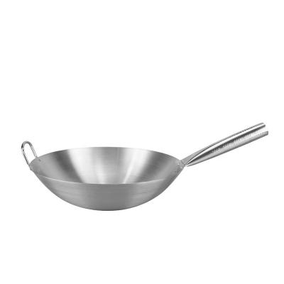 China Het schuren van de Enige Wok Pan Chinese Stainless Steel 201 van de Handvatkeuken Te koop