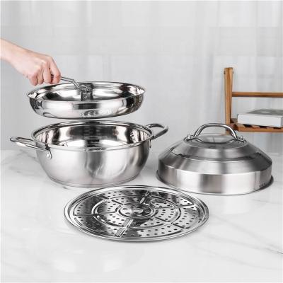 Chine ensemble de pot de vapeur de Cookware de double fond d'acier inoxydable de 30cm à vendre