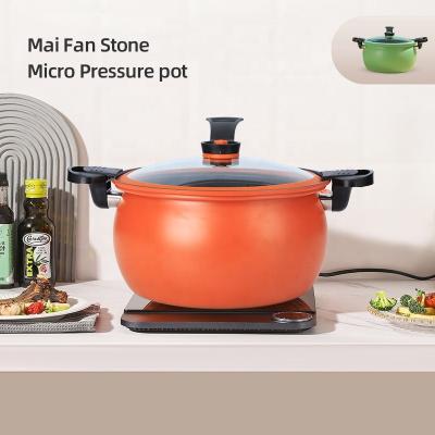 China la cocina de los 28cm la olla de presión micro de piedra de Maifan del arrabio con la manija en venta