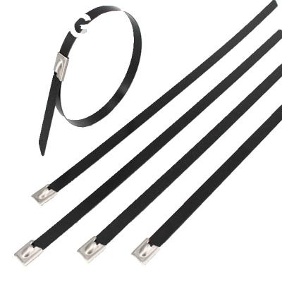 China 304 316 Stainless Steel Ball Lock Fixable Epoxy Coated Cable Ties for sale