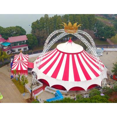 China Circus Troup Circus Tent Marquee Dome Red White Printing Polygonal Frame For Sale for sale