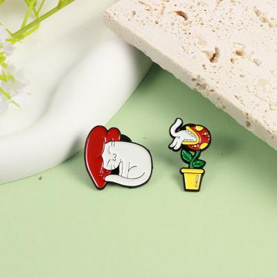 China Any Cat Cannibal Flower Fashion Creative White Cartoon Large Breast Pin Animal Badge for sale