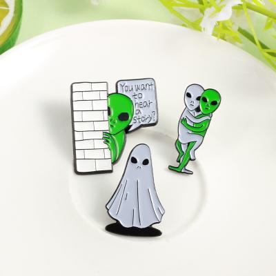 China All Alien Creative Ghost Story Ghost Brooch Pin Badge for sale