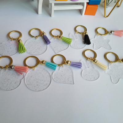 China Hot Sale Plastic Acrylic Glitter Key Chain Custom Acrylic Charms for sale