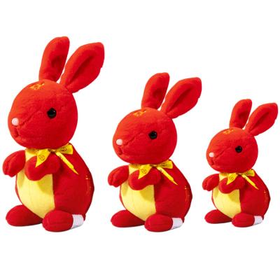 China Stuffed Animal Dolls Stuffed Animal Rabbit Doll Stuffed Lovely Rabbit Squat Cute Stuffed Animal Plush Toy New Year Gifts Red for sale