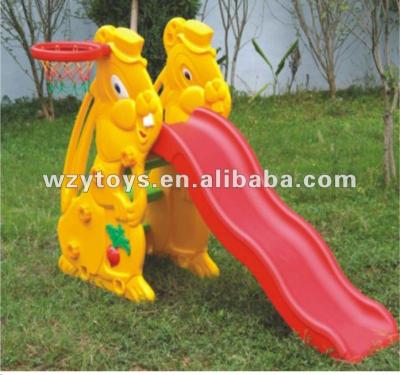 China Plastic Kids Garden Play Slide With Basketball Ring 160*88*110cm for sale