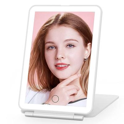 China 7.9 Inch 1000mAh USB Battery Desk LED Lighted Rechargeable Touch Screen Folding Portable Makeup Mirror With Light for sale