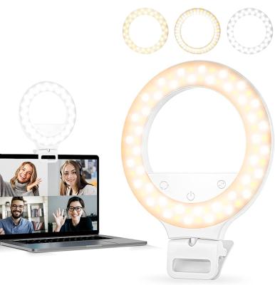 China SmartPhones Manufacture Beauty 1100mAh Portable Clip on Mini LED Phone Selfie Table Ring Light for Tik Tok Youtube Meeting Video for sale