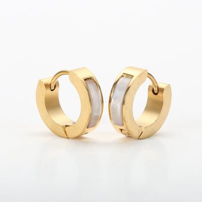 China Free Samples 316L+ Stainless Steel Shell Shape Jewelry Non-fading Stainless Steel Shell Plated Hoop Earrings For Women for sale