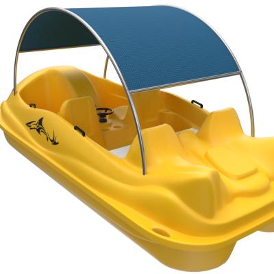 China Leisure 4 People Seater Water Biker PE Plastic Pedal Boat With Sunshade Cover for sale