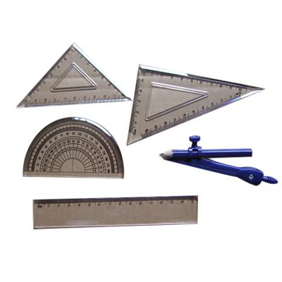 China Studying Tools Durable 15cm School Supplies Combination Stationery Set Ruler School Drawing Plastic Ruler for sale