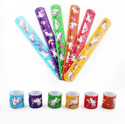 China Cheap Promotional Unicorn Party Pat Wristband Tape Gift Ruler PVC Metal Eco-friendly Snap Strap Buckle for sale