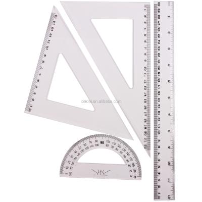 China Factory direct selling high quality plastic square set professional standard 12 inch set of protractor plastic ruler for sale