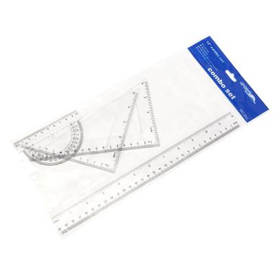 China Studying Hot Fashion Student Tools Olive Combination Stationery Flat Triangular Plastic Ruler Plastic Ruler for sale