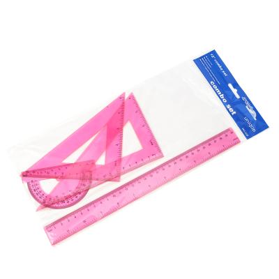 China Studying Hot Fashion Student Tools Olive Combination Stationery Flat Triangular Plastic Ruler Plastic Ruler for sale