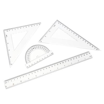 China Studying Hot Fashion Student Tools Olive Combination Stationery Flat Triangular Plastic Ruler Plastic Ruler for sale