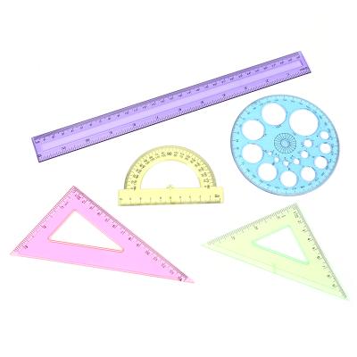 China Learning Tools 4 Piece Semicircular RulerWholesale Ferrule Ruler Set Ruler Student Ruler High Quality Plastic Set for sale