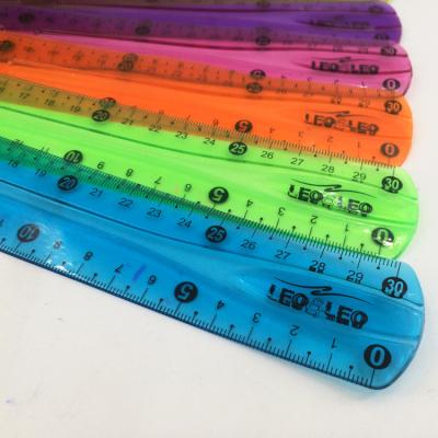 China School Stationery Good Quality PVC Blue Creative Flexible Safety Plastic Soft Ruler for sale