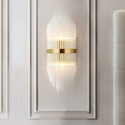 China Modern luxury creative modern living room background wall lamp glass wall sconce bedroom hotel bedside led wall light for sale