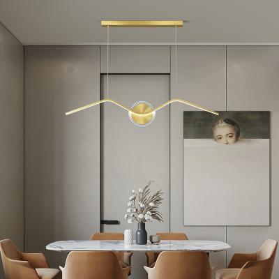 China Modern Dining Room Pendant Lighting Nordic Modern Creative Net Red Bar Strip Designer Minimalist Chandelier Dining Table Along for sale