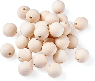 China Europe Round Shape Unfinished Wooden Beads Spacer Wooden Beads Bracelet and Garland Making Natural Wooden Beads For Crafts for sale