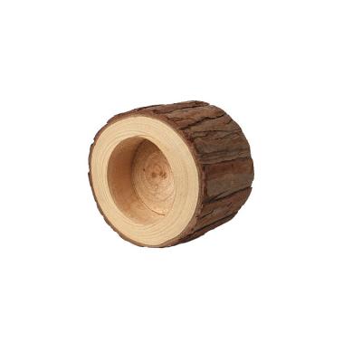 China Classical Hot Selling Column Natural Decorative Wooden Candle Holder With Bark Stump Candle Holder for sale